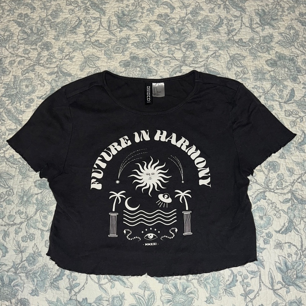 lettuce hem graphic crop h&m tee